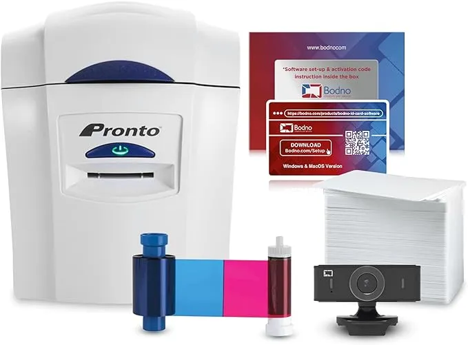 Bodno Magicard Pronto ID Card Printer & Super Supplies Package ID software ...