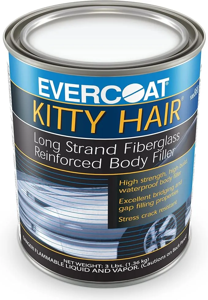 Everocat Kitty Hair Long Strand Fiberglass Reinforced Filler for Fiberglass & Sheet Metal - 32 Fl Oz