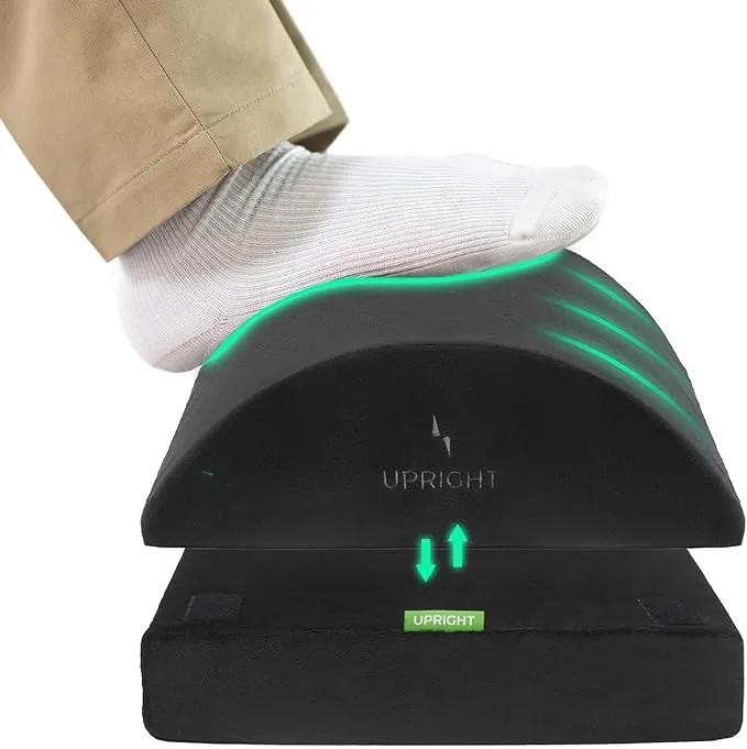 Upright Ergonomic Foot Rest | Gel Ventilated Memory Foam Stool for Under Desk