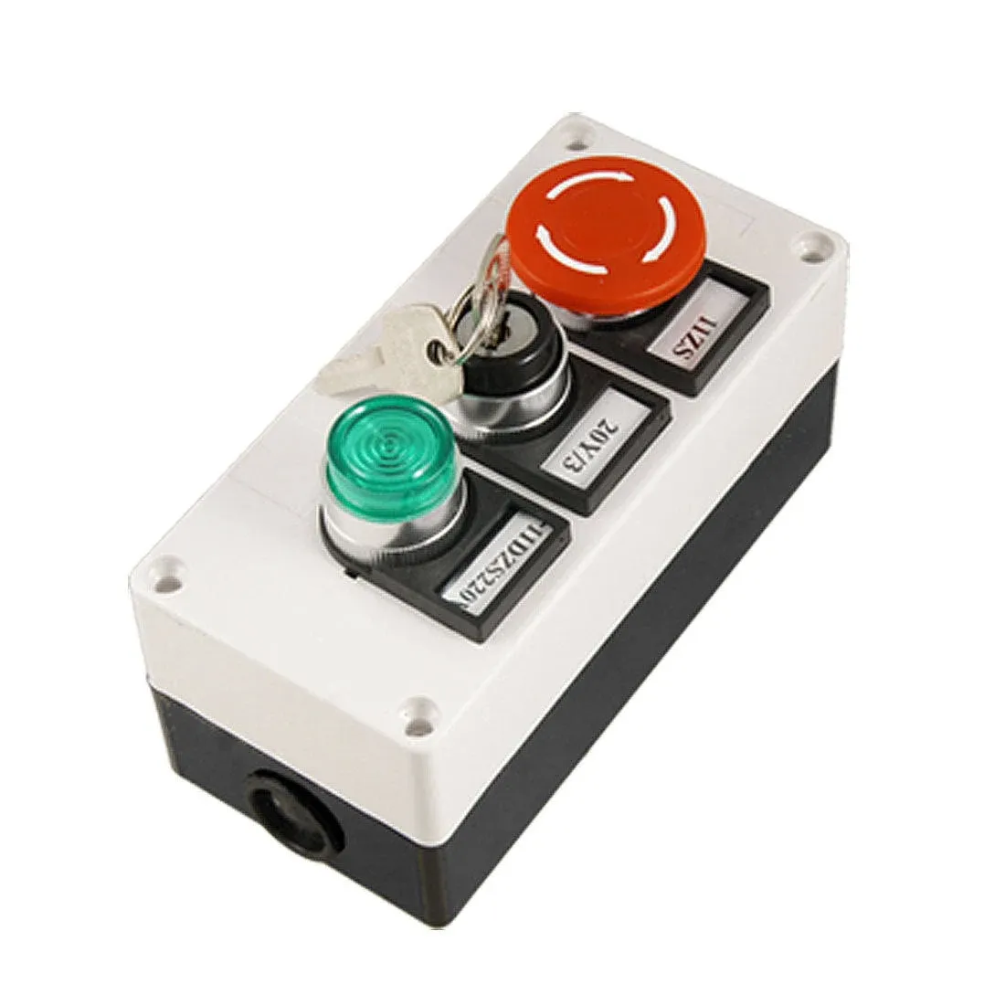 Green Light Momentary Mushroom Self Lock Push Button Key Switch Station