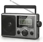 Portable AM FM Shortwave Radio,Battery Operated Radio by 4D Cell Batteries or AC Power Transistor Radio with LCD Display,Time Setting,3.5mm Earphone Jack,Big Speaker,High/Low Tone for Home,Gift