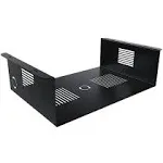 Oeveo | Under Desk PC Mount 654 |16W x 5H x 11D | Black Steel Black, Clear 