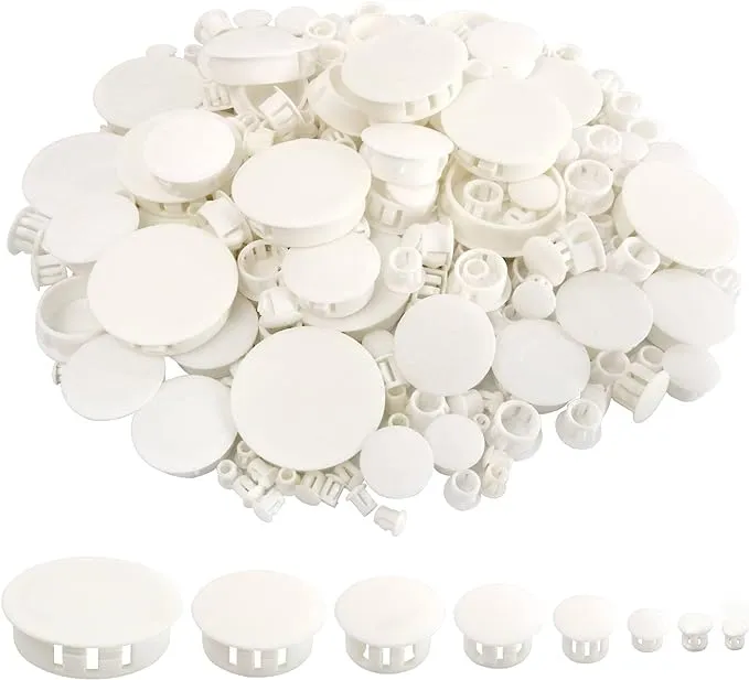 Bonieset 320Pcs 8 Sizes White Plastic Hole Plugs