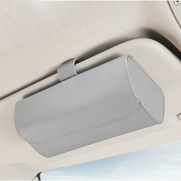 Universal Car Sunglass Holder Sun Visor Eye Glasses Leather Clip Storage Case