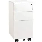 DEVAISE 3-Drawer Mobile File Cabinet with Smart Lock, Pre-Assembled Steel Pedestal Under Desk, White