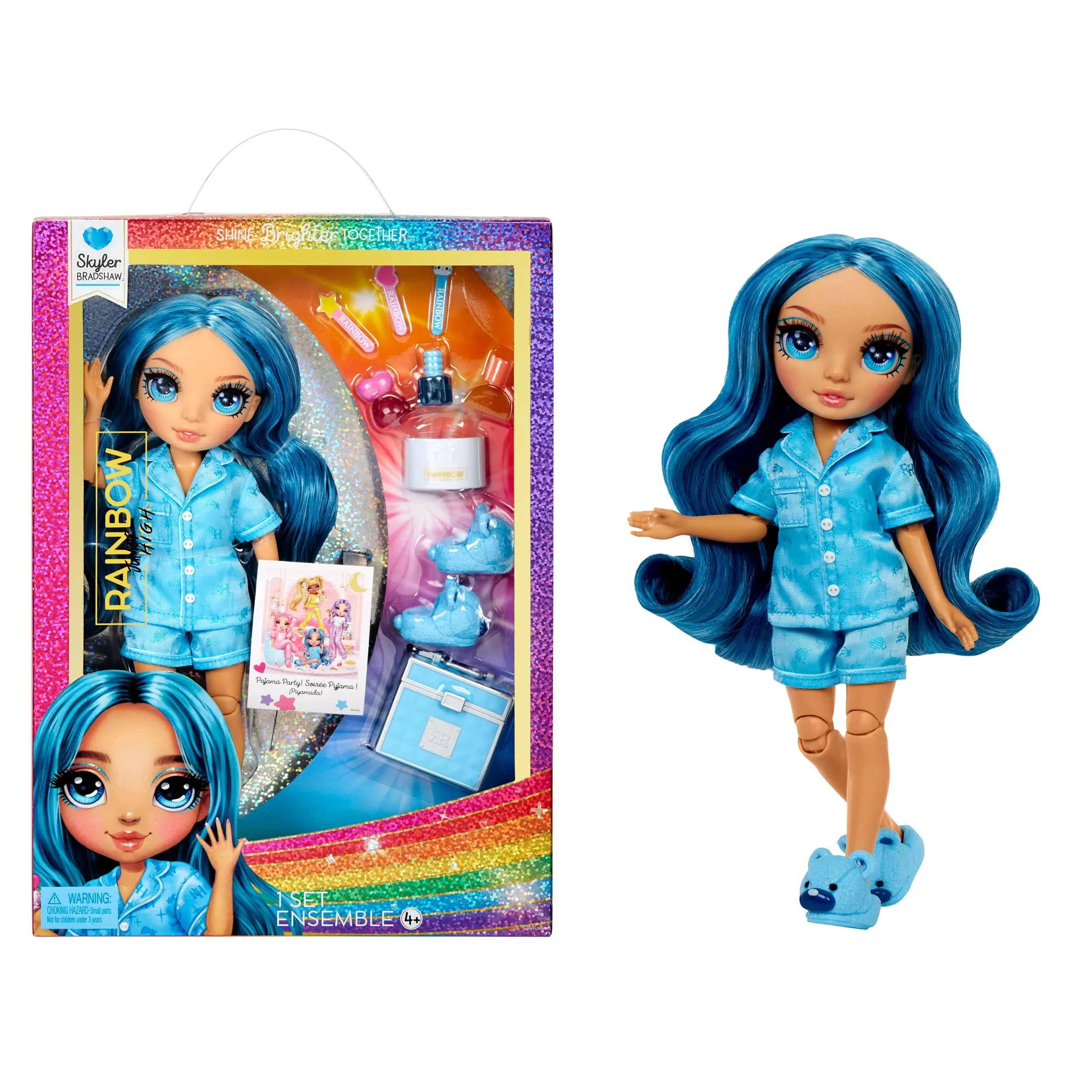 Rainbow High Jr High PJ Party Skyler Blue 9&#x27;&#x27; Doll New