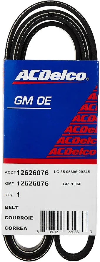 AC Delco GM Original Equipment 12626076 V Ribbed Serpentine Belt