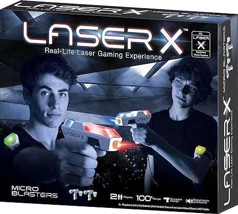 LASER X Two Player Laser Gaming Set, Multi, 2 Laser units with 2 Arms Receivers 100' Range