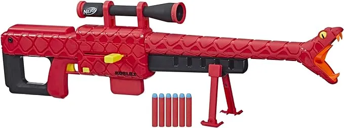 NERF Roblox Zombie Attack: Viper Strike Sniper-Inspired Blaster with Scope, Code for Exclusive Virtual Item