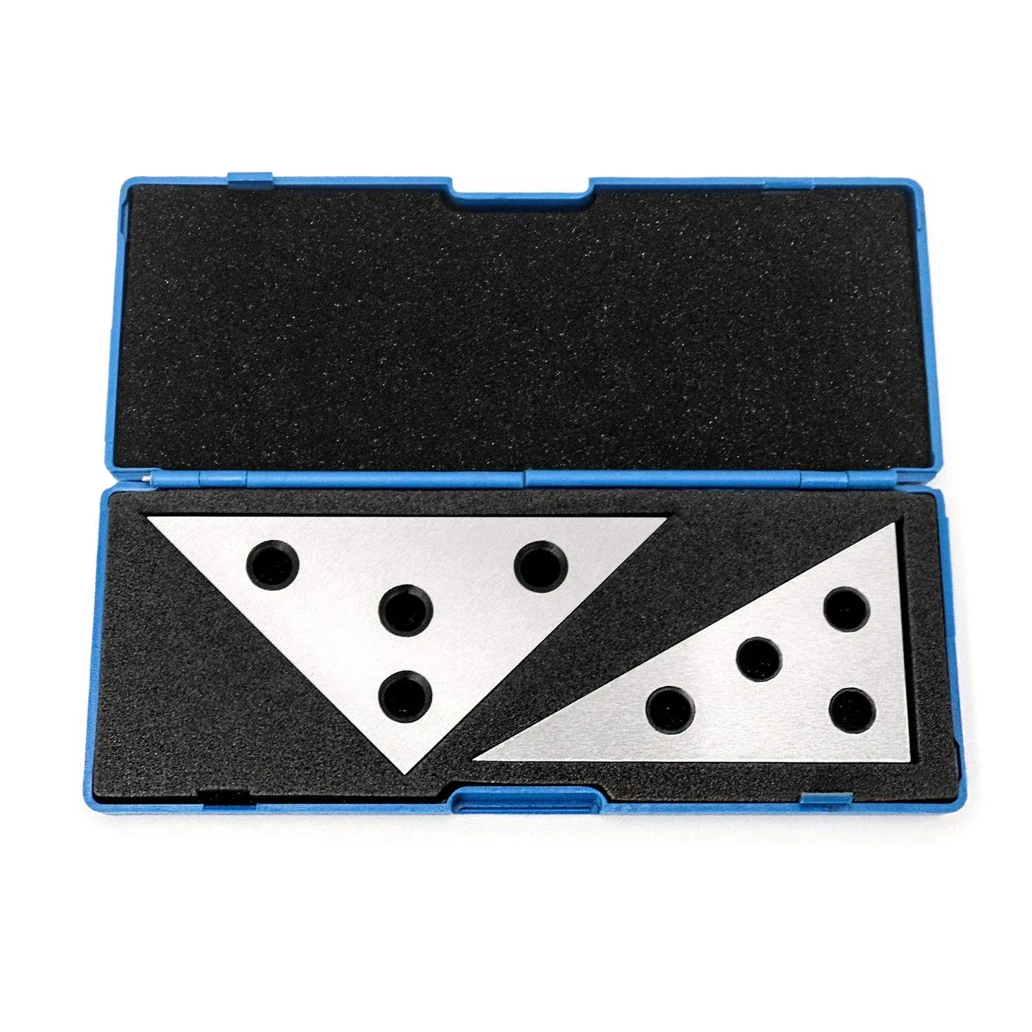 QWORK Solid Angle Plate Set, 2 Pcs Triangle Angle Block, 30-60-90 Degree&45-45-90 Degree, Precision Machinist Measurement Tool