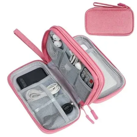 Skycase Electronic Organizer Travel Case - Waterproof Travel Cord Organizer Pouches for Organization, Cable Organizer, All-in-One Double Layers Storage Bag for Accessories, Charger, Cable, Pink