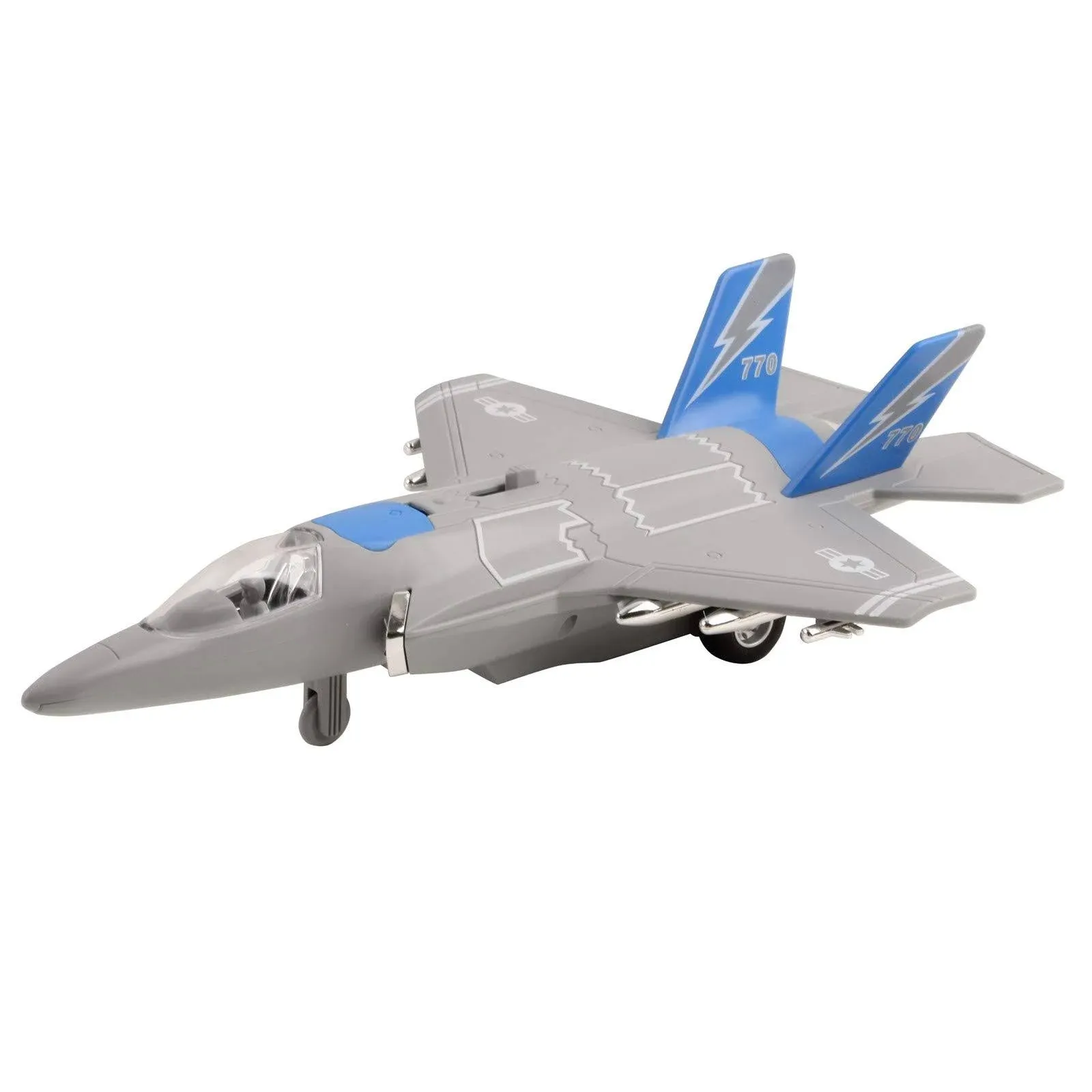 Vokodo Army Air Force Fighter Jet F-22 Toy Military Airplane Friction Powered 1:16 Scale with Fun Lights and Sounds Pretend Play Quality Kids Action Bomber Aircraft Great Gift for Children Boys Girls