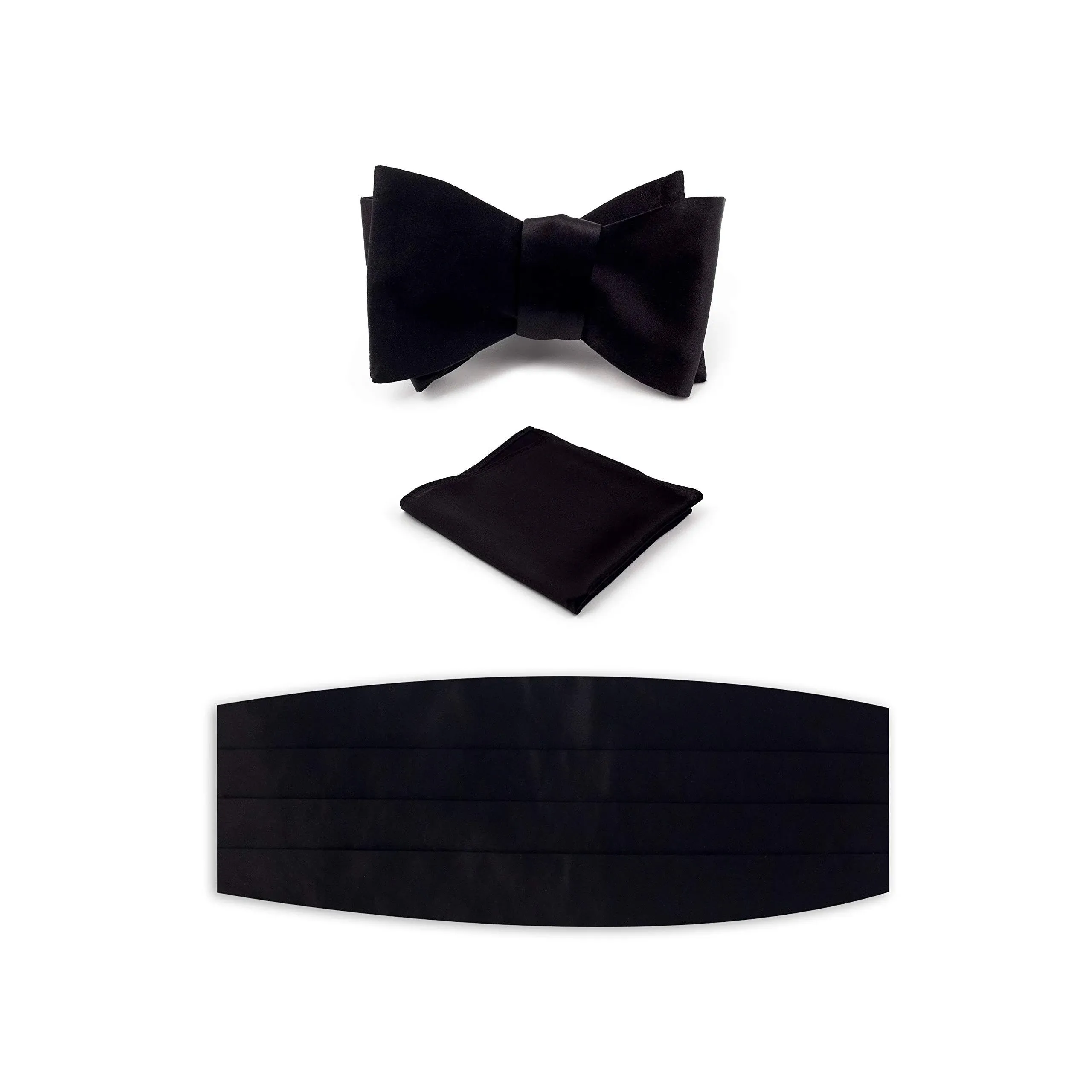 NV holders Men's Premium 100% Silk Cummerbund, Bow Tie, Handkerchief, Tuxedo