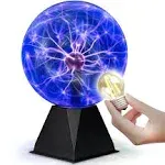 Colorful Plasma Ball - 7 Inch - Static Electricity in a Vacuum Pressurized Glass Globe - Blue, Nebula, Thunder Lightning, Plug-in - for Parties, Decorations, Prop, Home, STEM