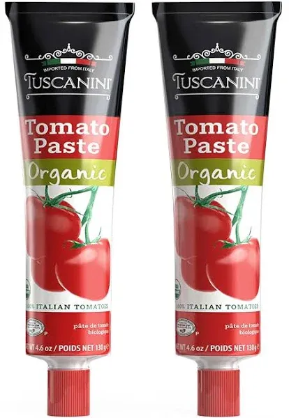 Tuscanini Organic Tomato Paste Tube 4.6oz 2 Pack | Double Concentrate 100% It...