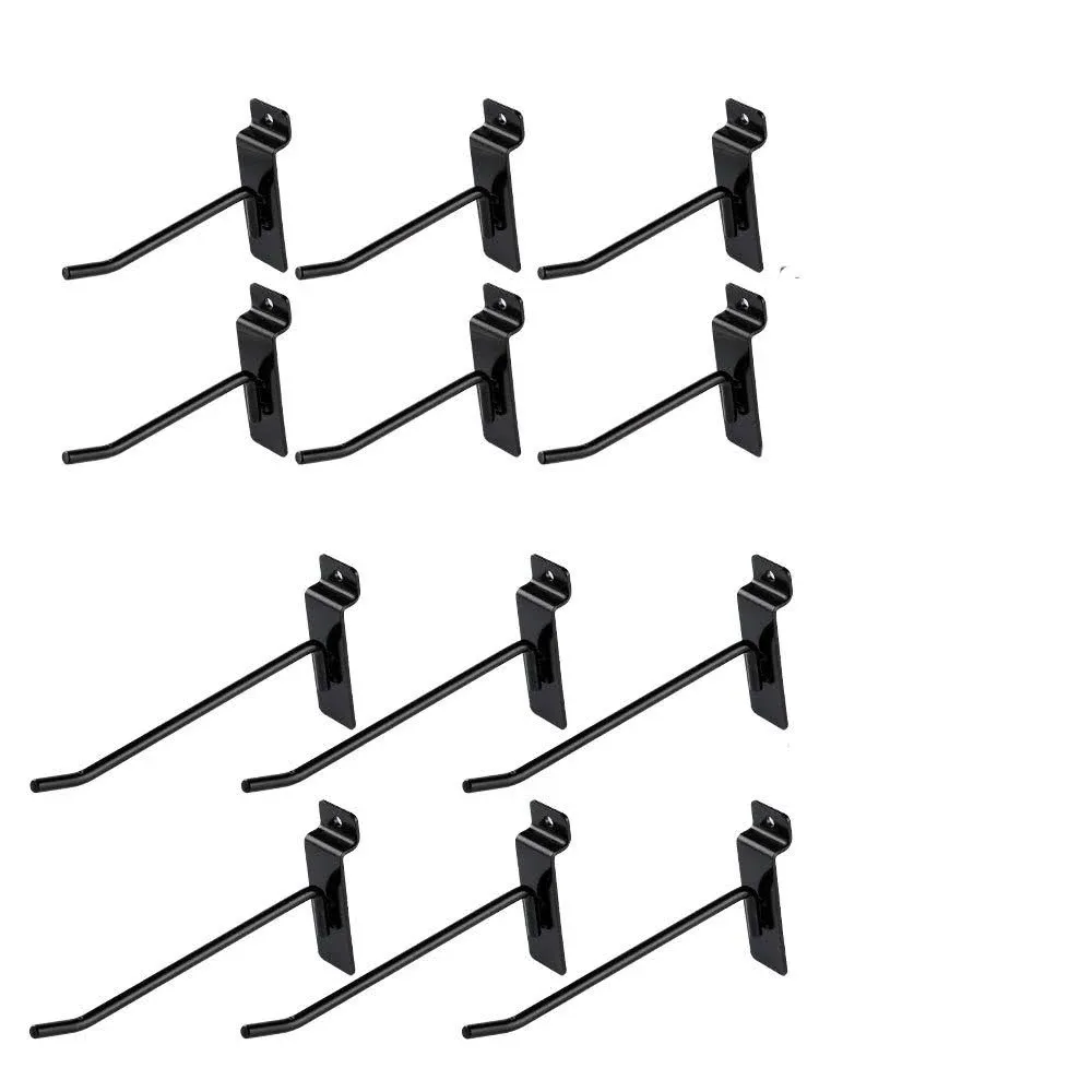 Dazzling Displays Black Metal Gridwall Hooks, Box of 12 - Six 4-Inch and Six 6-Inch Hooks, Ideal Grid Wall Accessory for Gridwall Accessories Display