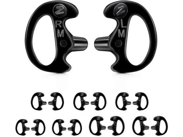 Zeadio 8-Pair Radio Earpiece, Soft Silicone Earmould Earbud Earplug for Walkie Talkie Acoustic Earpiece Headset, Two-Way Radio Coil Tube Audio Kits - Black