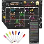 MoKo Magnetic Dry Erase Calendar for Refrigerator, 16"x12" Dry Erase Monthly Schedule Planner and Grocery Shopping List with 8 Markers for Kitchen