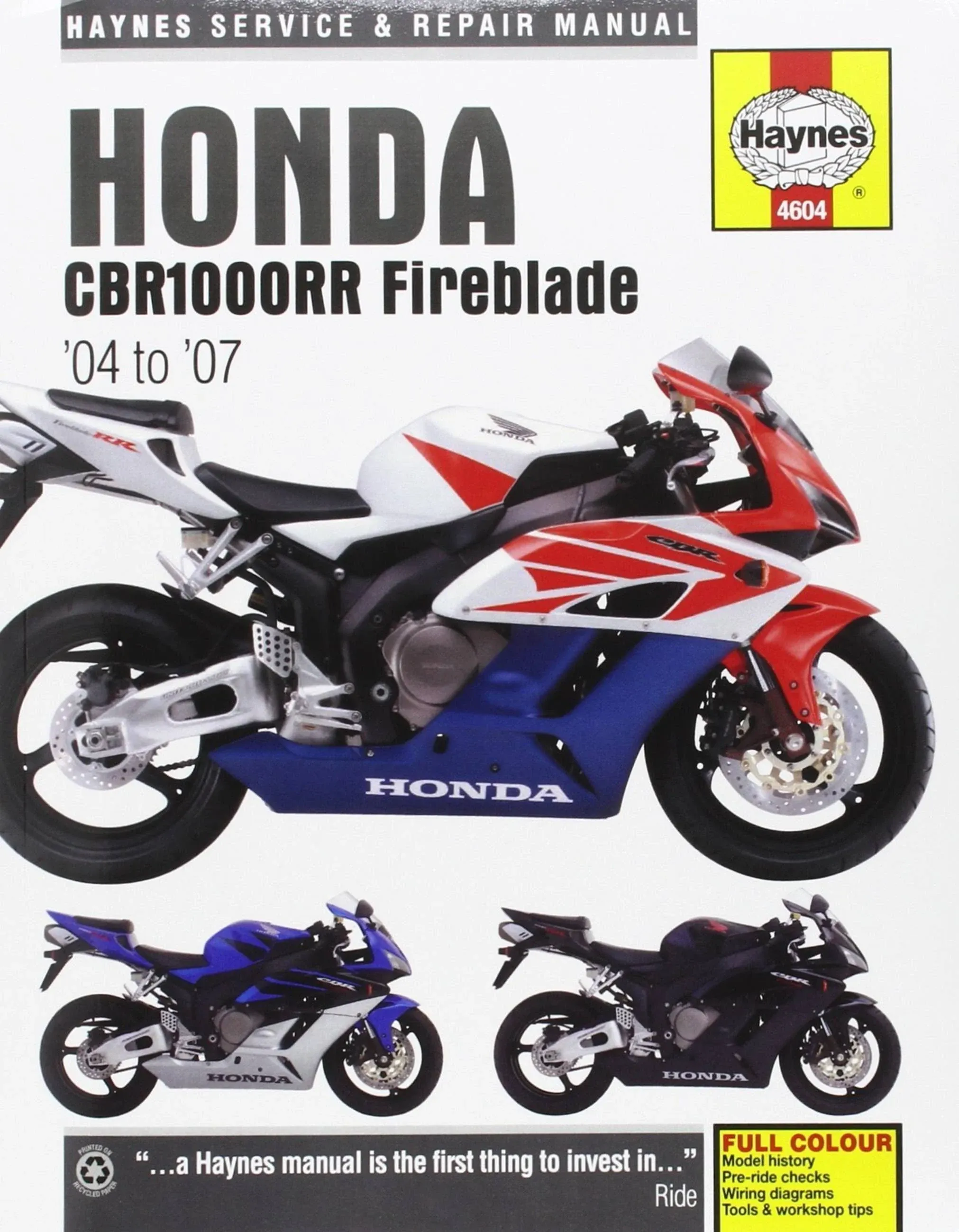 FIREBLADE SHOP MANUAL SERVICE REPAIR CBR1000RR HONDA HAYNES BOOK 04-07 CHILTON