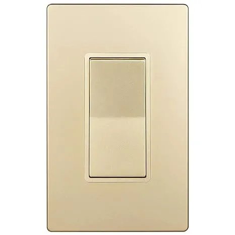 ENERLITES Elite Series Decorator Switch with Screwless Wall Plate, Paddle Light Switch, Single Pole, 3 Wire, Grounding Screw, Residential Grade, 15A 120V, UL Listed, 91150-GDWP, Gold with Wall Plate