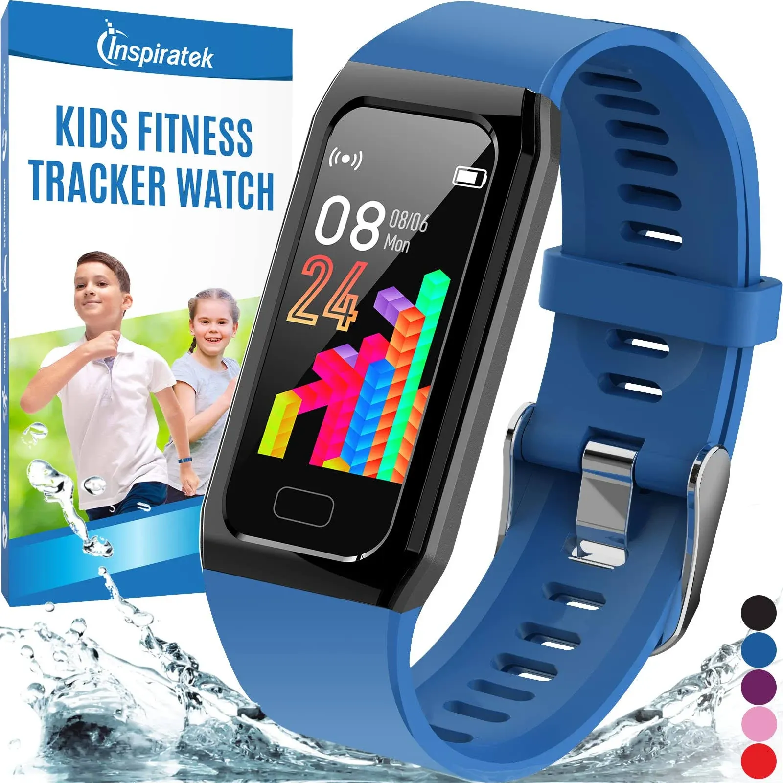 Inspiratek Kids Fitness Tracker for Girls and Boys Age 5-16 - Waterproof Fitness