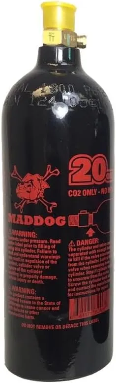 Maddog 20 Oz Refillable Aluminum CO2 Paintball Tank - Ships Empty - 3 Pack