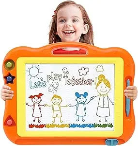 Magnetic Drawing Board Toddler Toys for Girls Boys, 15 Inch Erasable Doodle Board for Kids Colorful Etch Education Sketch Doodle Pad Toddler Toys for Age 3 4 5 6 7 Year Old Girl Boy