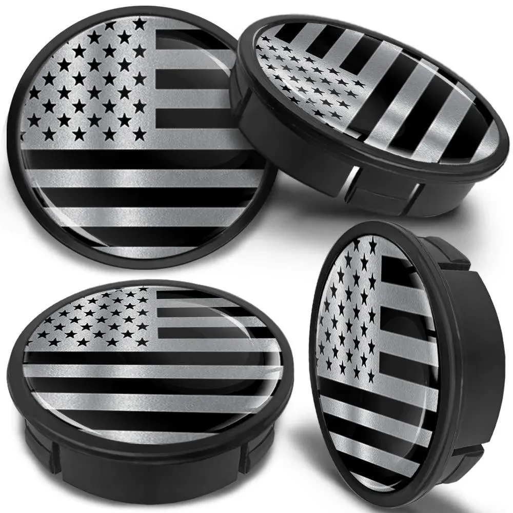 4 x 60mm ABS Car Alloy Wheel Centre Universal Rims Hub Center Caps Auto Tuning Logo Emblem Silver Black USA Flag CX 16