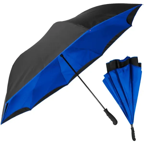 Stromberg Grand Inverted Automatic Folding Umbrella & Case with Carry Handle 53"