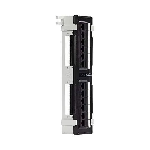 NavePoint 12-Port Cat6 UTP Unsheilded Mini Patch Panel with Wallmount Bracket Included Black