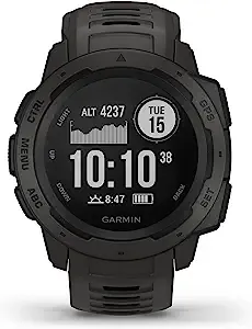 Garmin Instinct, Rugged Outdoor Watch with GPS, Features Glonass and Galileo, Heart Rate Monitoring and 3-Axis Compass, Graphite