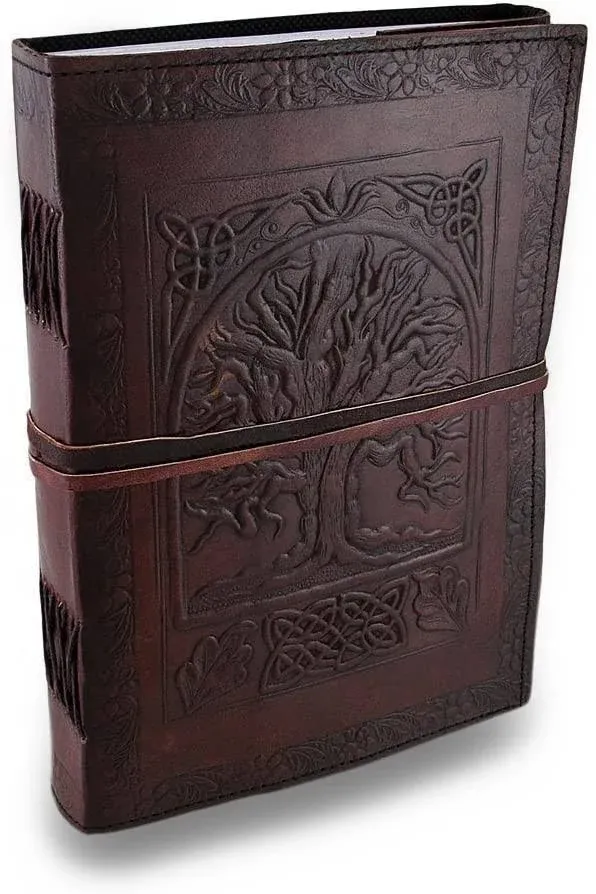 Leather Journal Diary Embossed Large Tree Notebook for Writing Leather Diary T