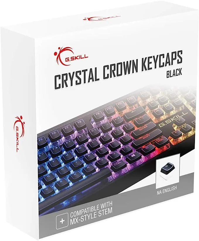 G.SKILL Crystal Crown Keycaps - Keycap Set with Transparent Layer for Mechanical Keyboards, Full 104 Key, Standard ANSI 104 English (US) Layout - White