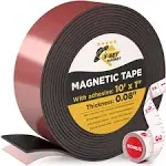 Super Sticky Magnetic Tape (10 feet x 1 inch) - Stong Magnet Strip with Adhesive Backing for DIY & Crafts - Easy to Cut and Mount on Fridges, Whiteboards & More