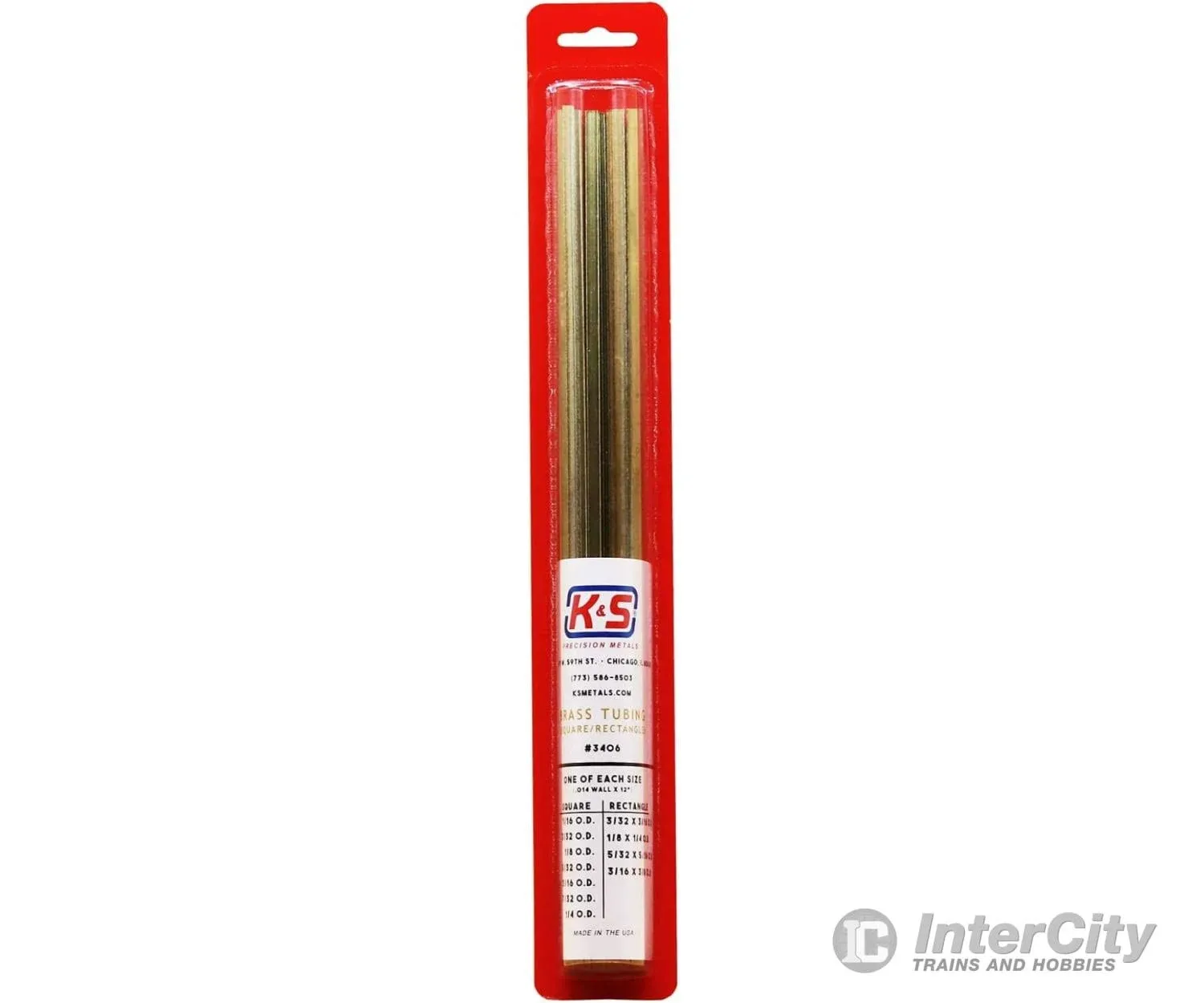 K&S - 3406 - 12 in. L Square/Rectangular Brass Tube 11 pk