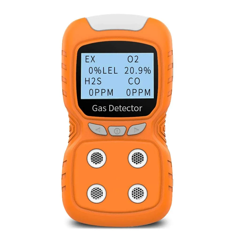 Portable Gas Detector, Gas Clip 4 Gas Monitor Meter Tester Analyzer, Rechargeable LCD Display Sound Light Shock Air Quality Tester, 2 Year Detector…