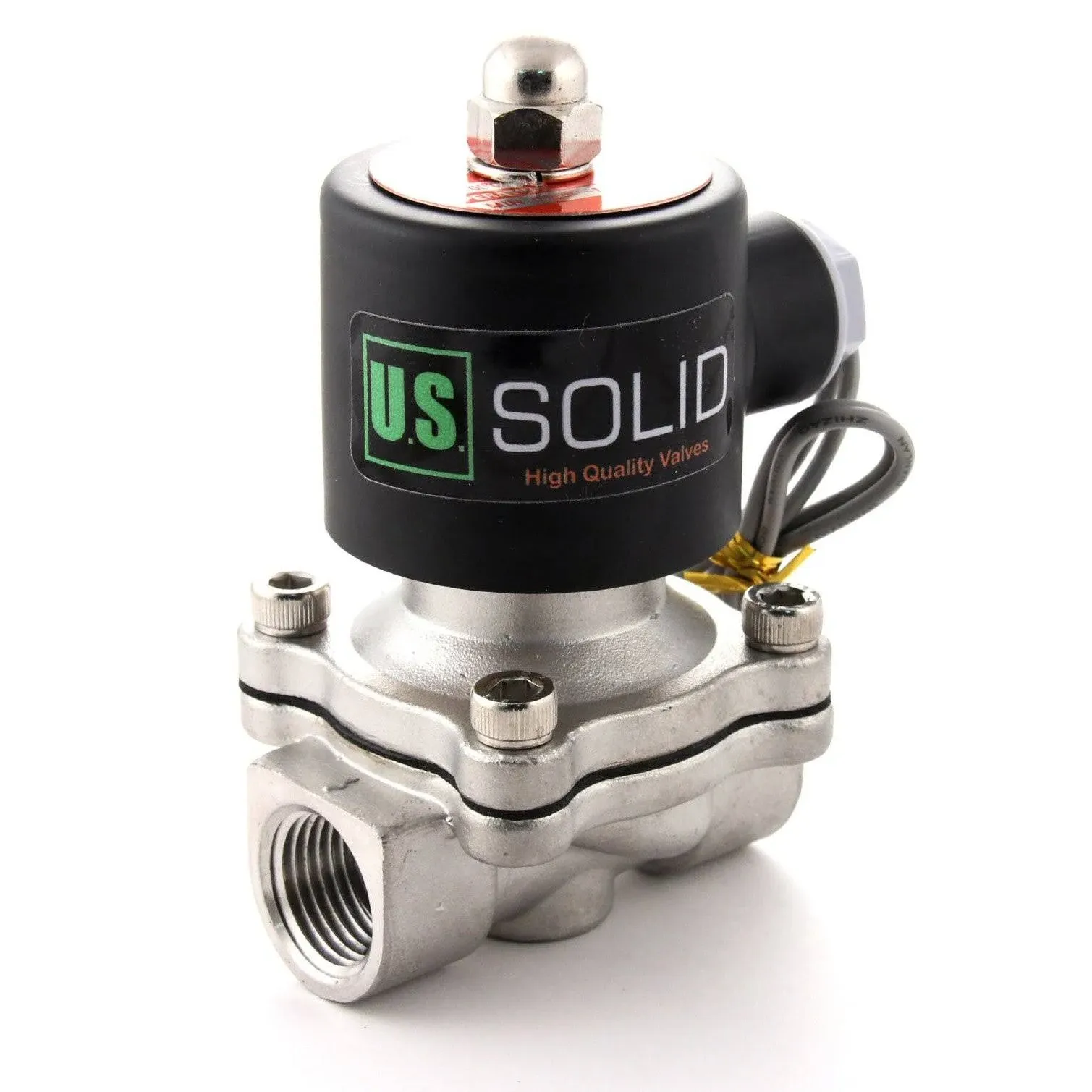 U.S. Solid 1/2" Stainless Steel Electric Solenoid Valve 24V DC N.C. Viton Water ...