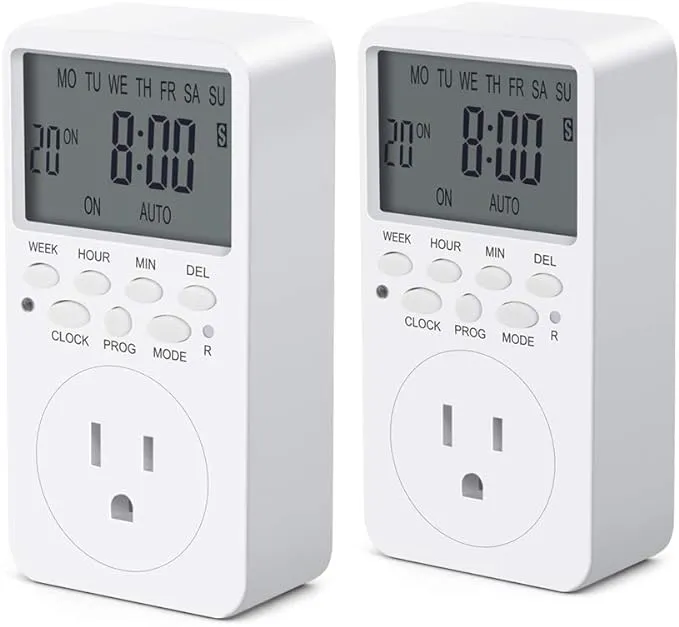 Outlet Timer, 7 Day Wall Plug in Light Timer Outlet, CANAGROW Indoor Digital ...