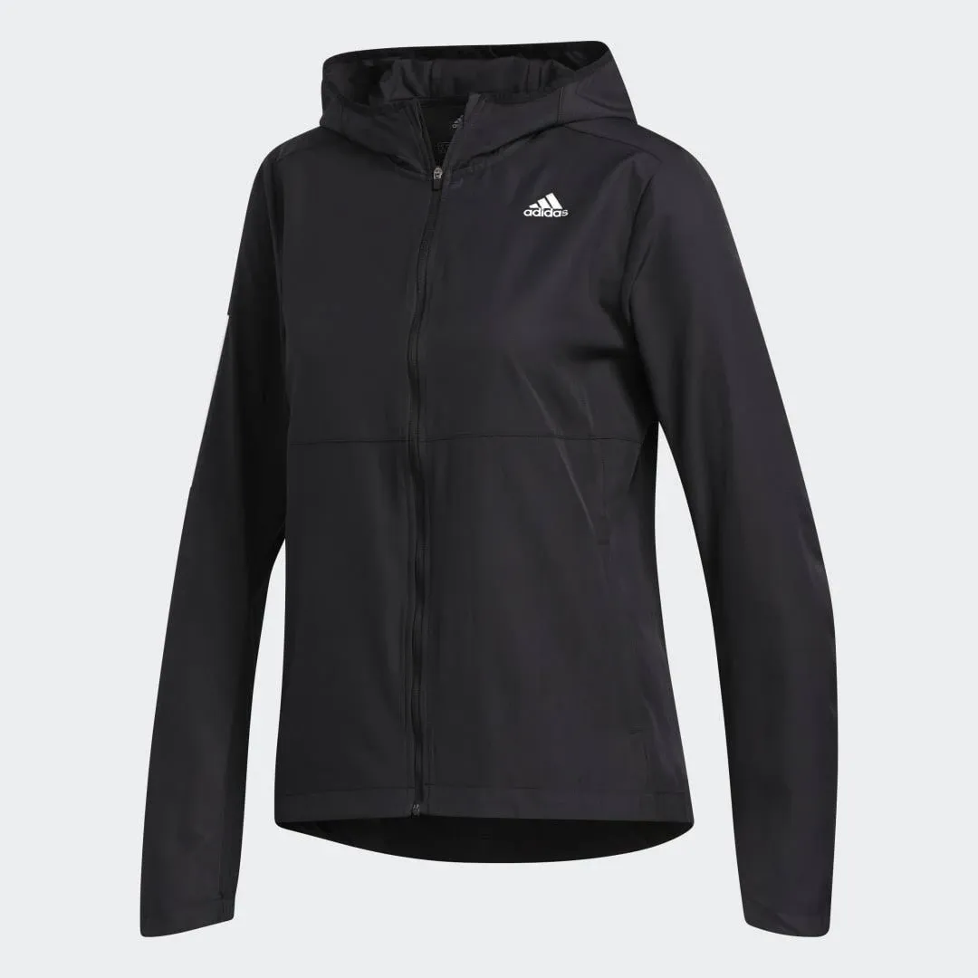 New Adidas Women&#039;s Own the Run Hooded Running Windbreaker Black Size M