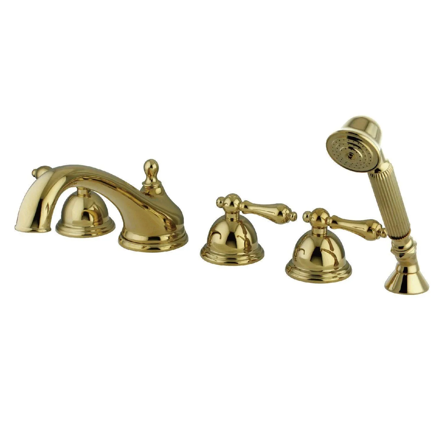 Kingston Brass KS33525AL Three Handle Roman Tub Filler with Hand Shower, Polished ...