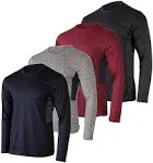 Real Essentials 4 Pack: Men's Dry-Fit UV Moisture Wicking UPF 50+ SPF Sun Protective Fishing Hiking Active Long Sleeve Shirt