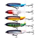 Topwater Fishing Lures for Bass Fishing with Storage Box, Whopper Popper Fishing Lure for Bass Catfish Pike Perch, Floating Pencil Bass Bait with Rotating Tail Freshwater or Saltwater