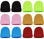 12 Pack Winter Beanie Hats for Men Women, Warm Cozy Knitted Cuffed Skull Cap, Wholesale