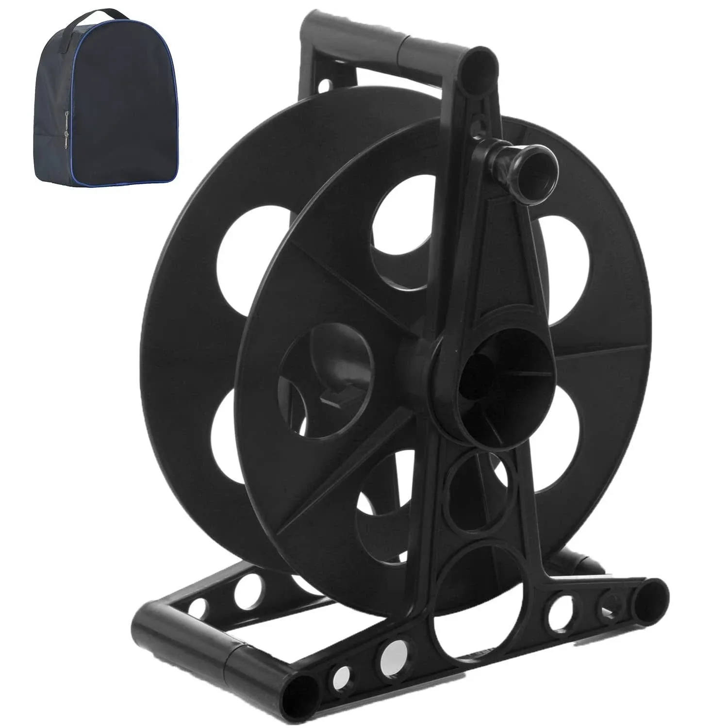 Cord Storage Reel with Handle Driven Easy to Use with Carrying Bag Holds up to 135 feet（Black）