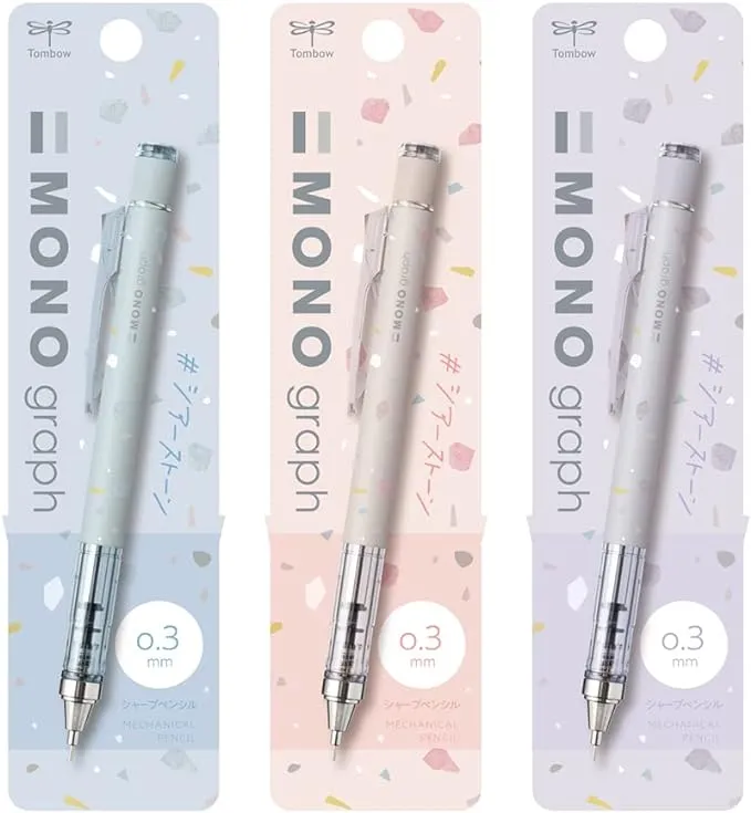 Tombow Pencil Mono Mechanical Pencil Monograph 0.3mm Sheer Stone Pattern Assorted Set of 3 DCD-332XAZ