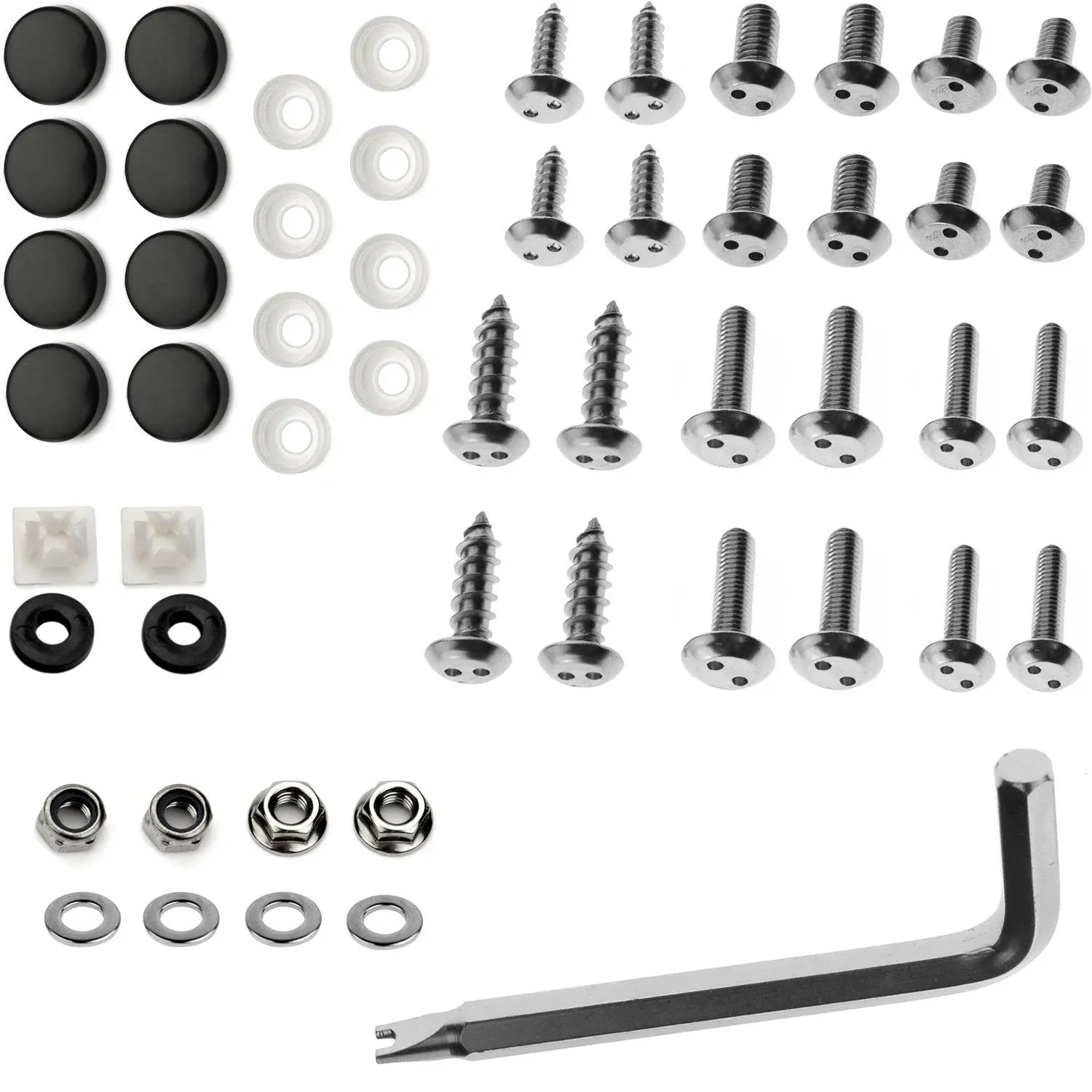 Car License Plate Anti-Theft Screws Caps Bolts Security Fasteners Chrome For Bmw