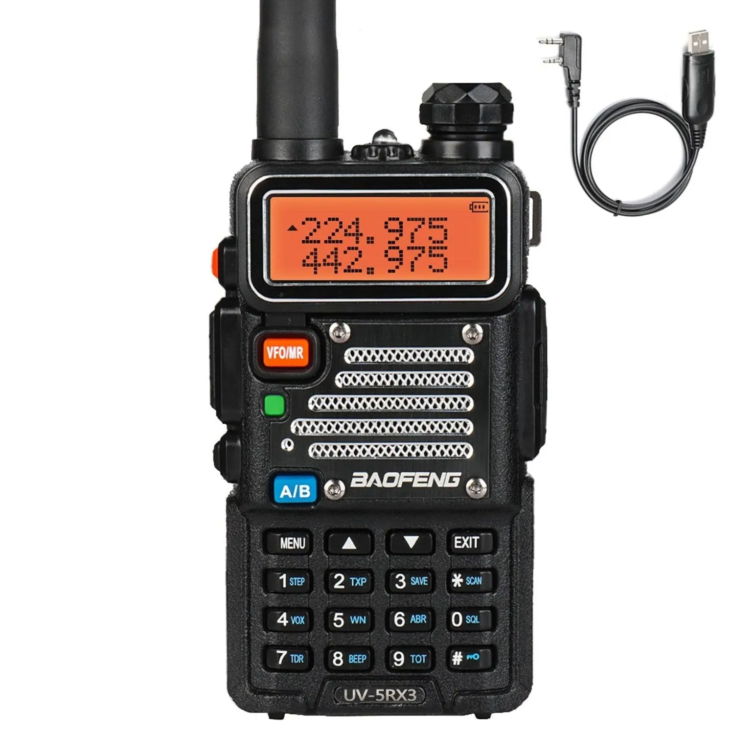 Baofeng x Radioddity UV-5RX3 Tri-band Radio VHF, 1.25M, UHF Amateur Handheld Ham Two Way Radio Walkie Talkie with Earpiece and Programming Cable