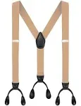 Moulen Men's Y-Back 1.4 Inches Wide Button End Elastic Adjustable Suspenders