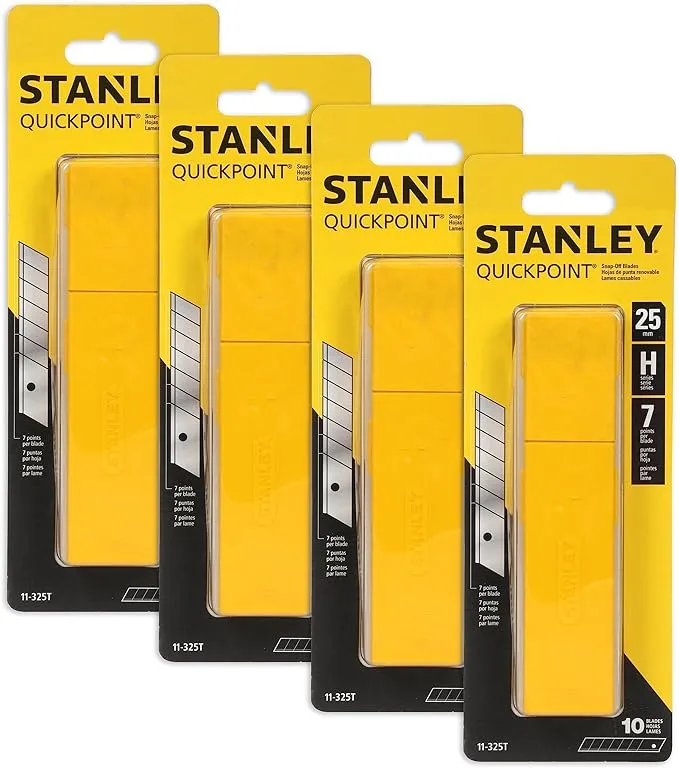 Stanley 11-325T 25mm Heavy Duty Quick-Point Snap-Off Blades with Dispenser, Pack of 10 (4)