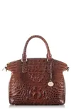 Shop Brahmin Duxbury Croc Embossed Leather Satchel In Pecan